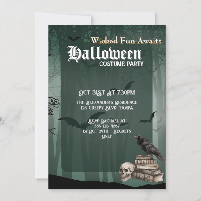 Invitation Éffrayante Halloween Costume Fête Perso (Devant)