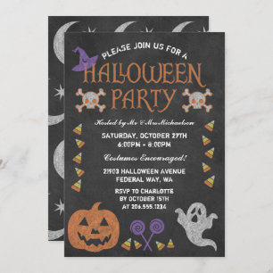 Invitation éffrayante Halloween Party Chalkboard