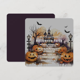 Invitation Éffrayante Jack O’Lanterns Bats Halloween