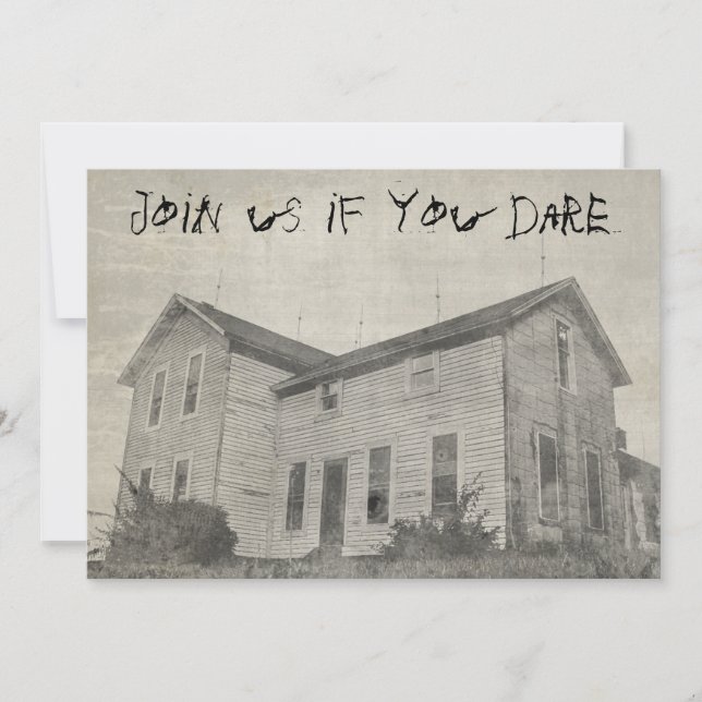 Invitation Éffrayante Maison Halloween Vieille Et Perturbée (Devant)