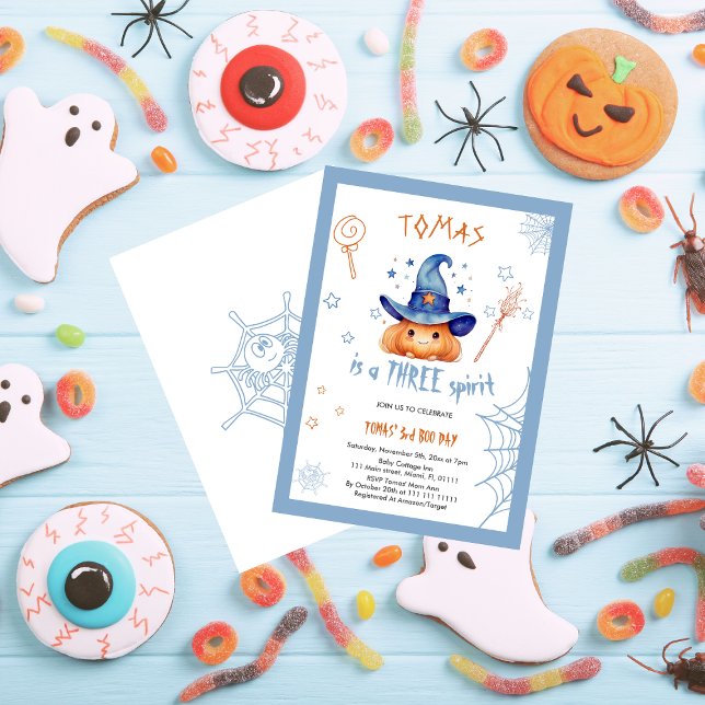 Invitation Éffrayante mignonne Halloween 3e anniversaire Boy  (Créateur téléchargé)