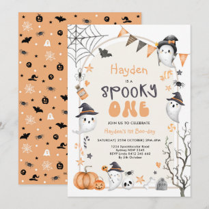 Invitation éffrayante One Cute Ghost 1st Birthday 