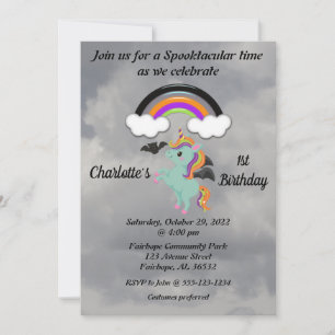 Invitation éffrayante Unicorne 1er anniversaire