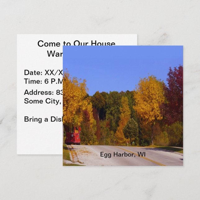 Invitation Egg Harbour, WI automne saison avec chariot (Devant / Derrière)