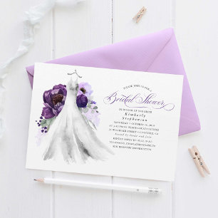 Invitation Eggplant Purple Florple Mariage robe Fête des mari