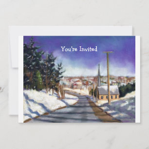 Invitation Église à Snow :Peinture :Invitation de Noël
