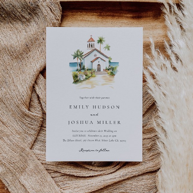 Invitation Église catholique Mariage tropical (Créateur téléchargé)