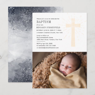Invitation Église chrétienne Baptême Baby Photo Religieux Inv