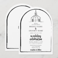 Église dessinée à la main Mariage traditionnel et