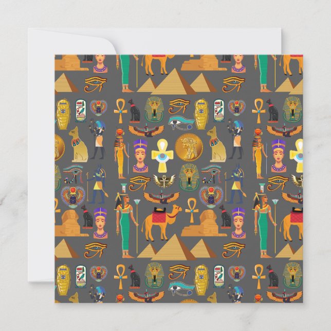 Invitation Egyptian Hieroglyphic Symbol Pattern pharaoh      (Devant)