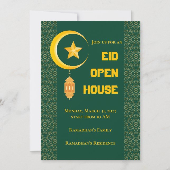 Invitation Eid al Fitr Moubarak Ramadan Kareem Moon Star (Devant)