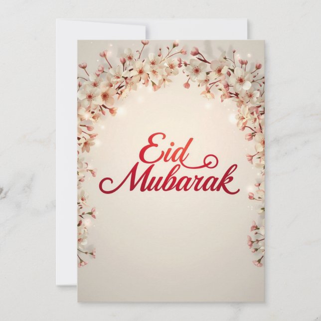 Invitation Eid mubarak floral Card Modern Eid Fitr Card (Devant)