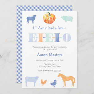 Invitation EIEIEIO Vieux MacDonald Citrouille fête d'annivers