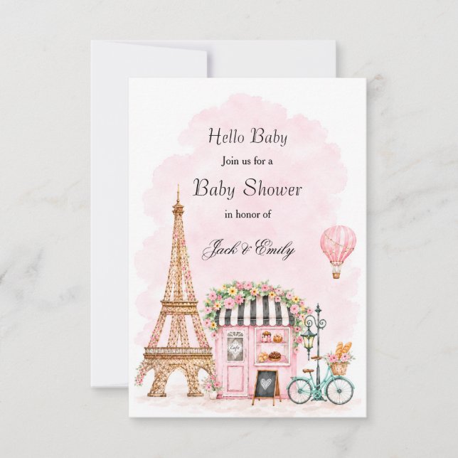 Invitation Eiffel Tower Baby Shower Card  (Devant)
