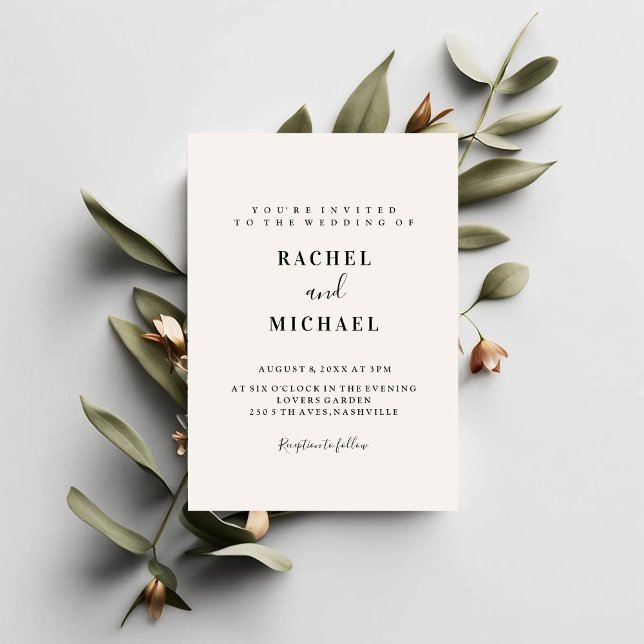 Invitation Einladung (Modern, simple, elegant, beige, script font invitation)