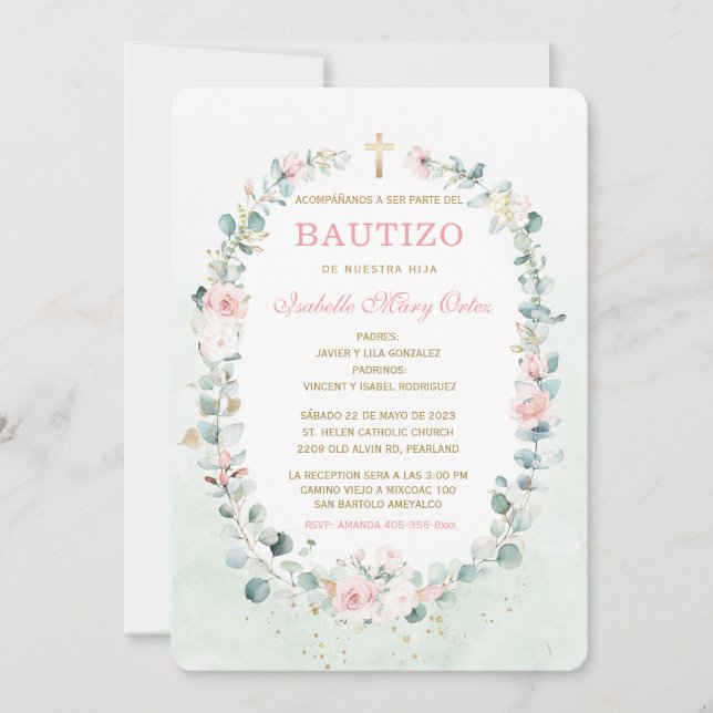 Invitation El Bautizo invitación de nuestra hi (Devant)