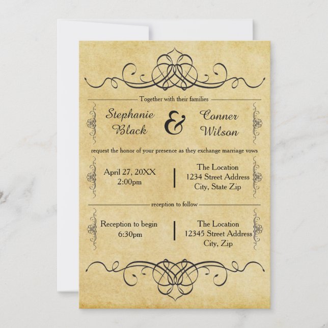 Invitation Elaborer le design antique - Mariage/Invitation de (Devant)
