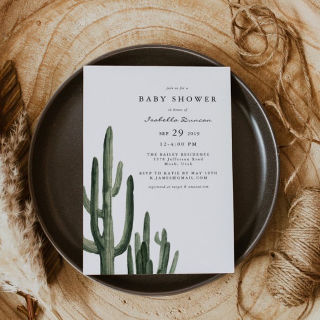 Invitation Eleanor - Baby shower Bohème Saguaro Cactus (Créateur téléchargé)