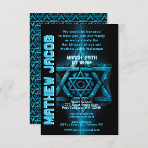 Invitation Electric Blue et Bar Mitzvah