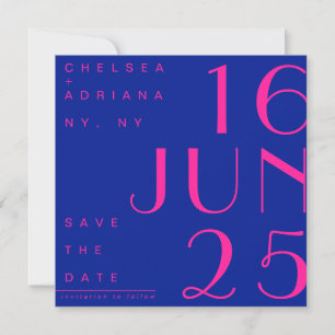 Invitation Electric Blue Hot Pink tendance moderne Enregistre