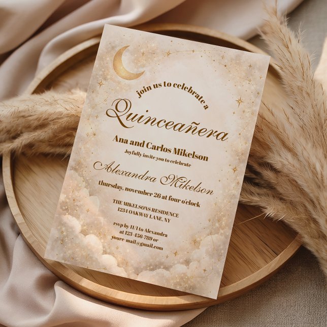 Invitation Élégance au Clair de Lune Quinceañera (Créateur téléchargé)