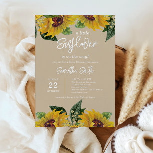 Invitation Elégance Beige Rustique Baby shower Tournesol