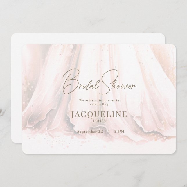 Invitation Elegance Blush Mariage robe Fête des mariées (Devant / Derrière)