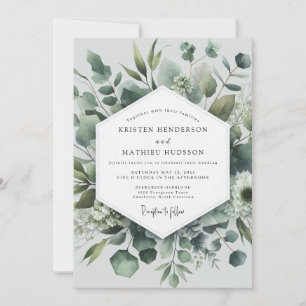Invitation Élégance Botanique Vert Sauge pour Mariage