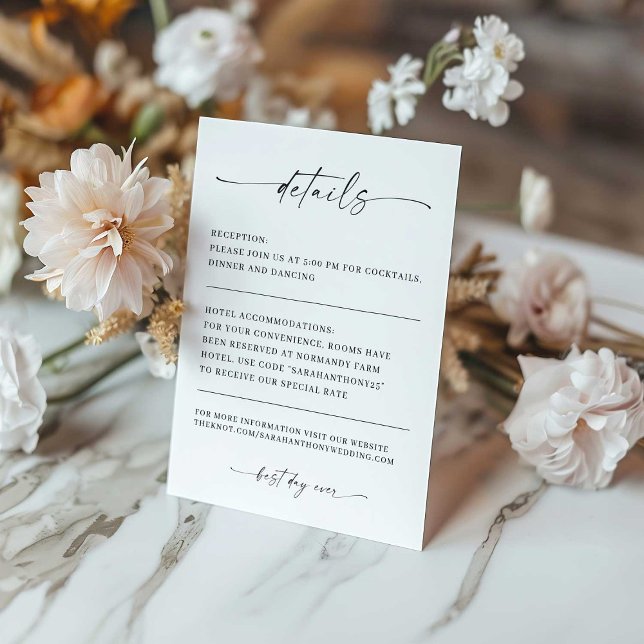 Invitation Élégance Classique Détails de Mariage Moderne Mini (Créateur téléchargé)