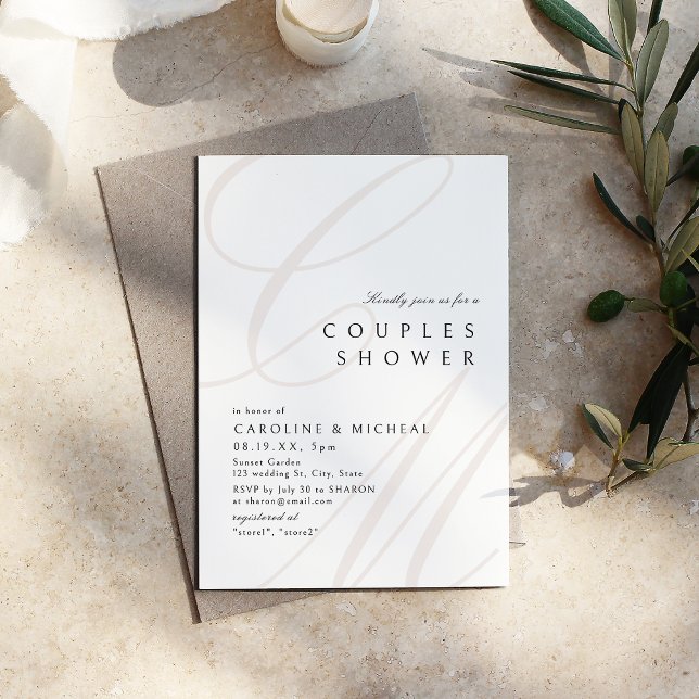 Invitation Élégance Classique Moderne Calligraphie Couples Do (Modern Classic Elegance Calligraphy Couples Shower Invitation)