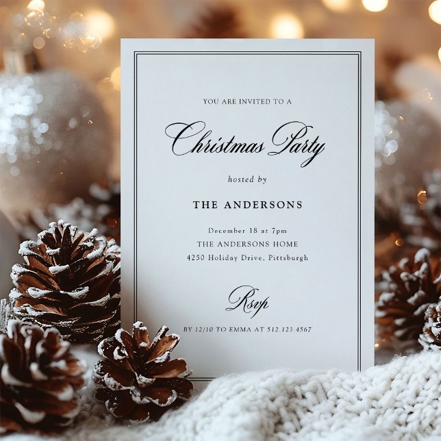 Invitation Élégance Classique Noir et Blanc | Fête de Noël (Créateur téléchargé)