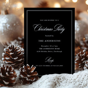 Invitation Élégance Classique Noire   Fête de Noël