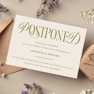 Invitation Élégance classique Reportée Mariage Update Cream