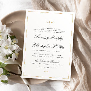 Invitation Élégance Classique Script Mariage noir et blanc