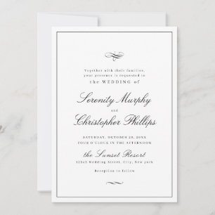 Invitation Élégance Classique Script Mariage noir et blanc da