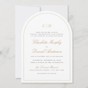 Invitation Élégance classique Script Monogram Arch Mariage