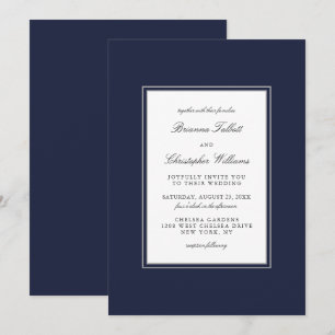 Invitation Élégance classique Simple Mariage bleu marine