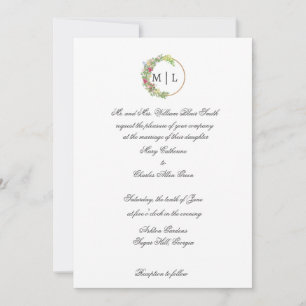 Invitation Élégance cursive avec un monogramme floral