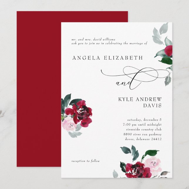 Invitation Élégance dans le carton d'invitation de mariage de (Devant / Derrière)