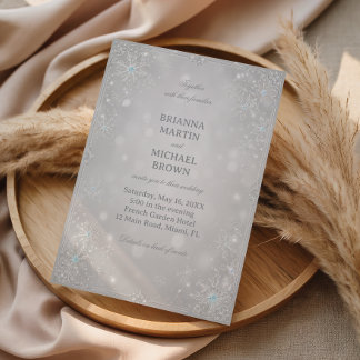 Invitation Élégance de flocon de neige d'argent Splendeur d'h