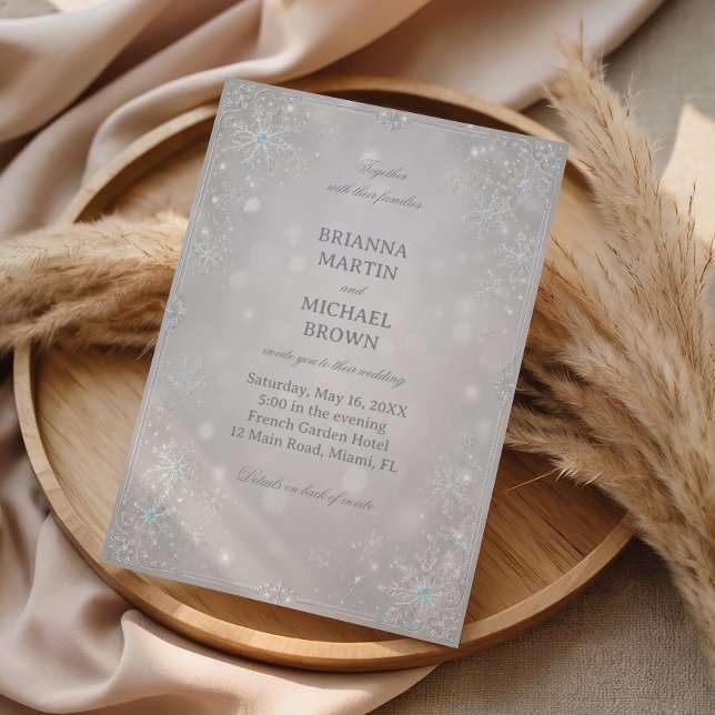 Invitation Élégance de flocon de neige d'argent Splendeur d'h (Créateur téléchargé)