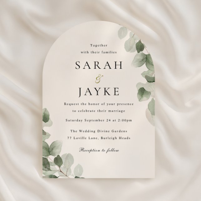 Invitation Élégance de l'arche de mariage à feuille verte aqu (Créateur téléchargé)