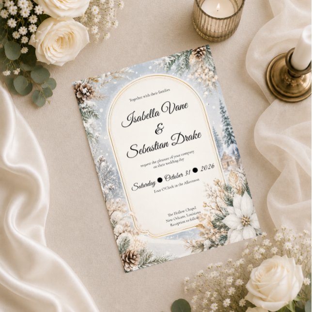 Invitation Élégance de Mariage Féerique en Hiver (Créateur téléchargé)