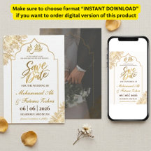 Élégance de mosquée florale dorée Nikah Sauvegarde
