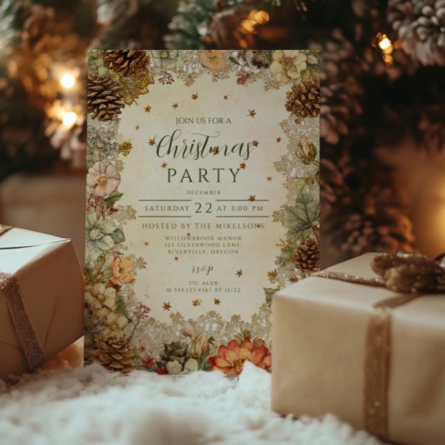 Invitation Élégance de Noël Hiver Pin (Créateur téléchargé)