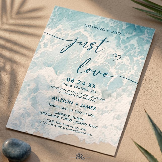 Invitation Élégance de Plage Bleue Océan Estival (Créateur téléchargé)