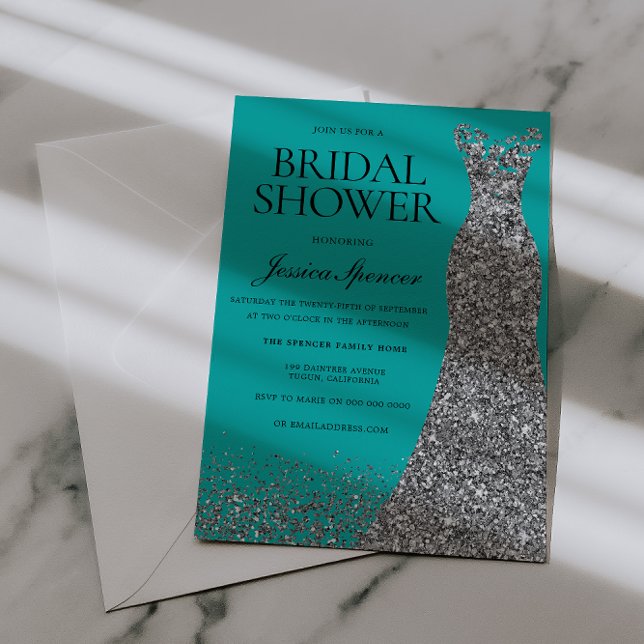 Invitation Élégance de robe argentée pour une douche de marié (Créateur téléchargé)