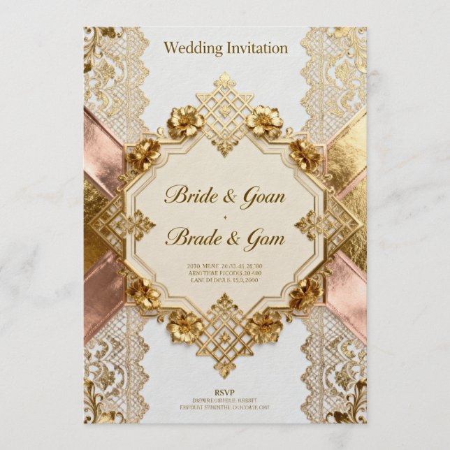 Invitation Élégance Dorée – Faire-Part de Mariage  (Devant)