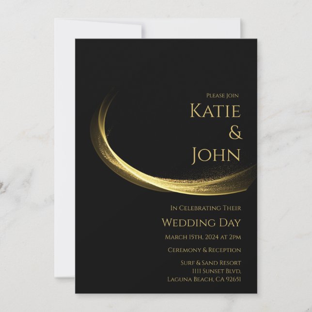 Invitation Élégance Dorée-Mariage- (Devant)