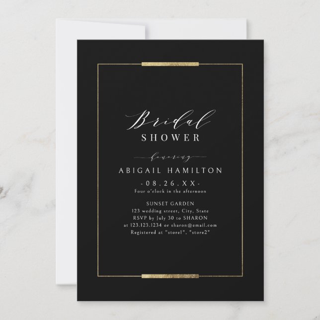 Invitation Élégance encadrée, simple et moderne, pour une dou (Devant)